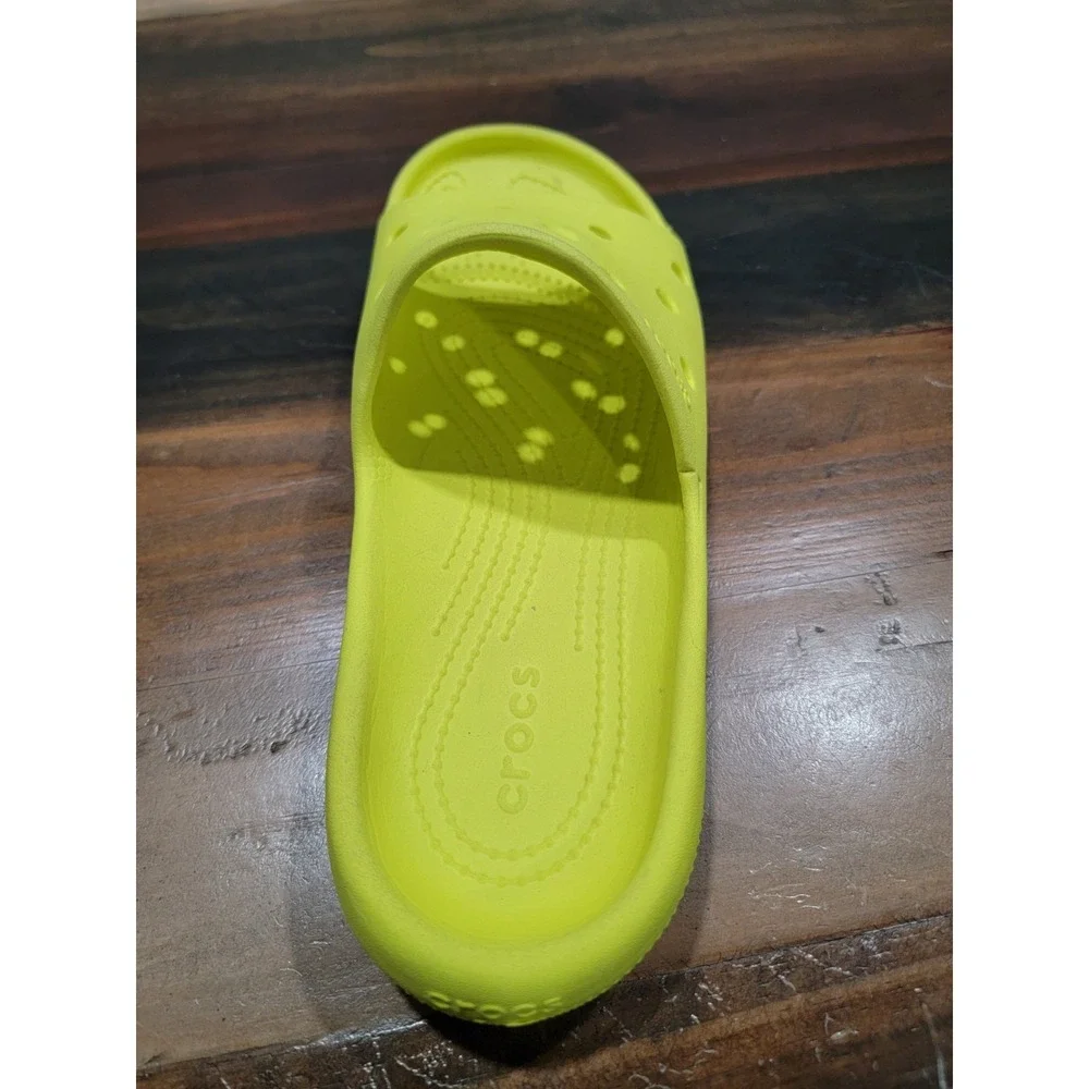 CROCS ICONIC COMFORT SLIDES Size Mens 5 Hi-Visibility YELLOW Slip Ons SO COMFY